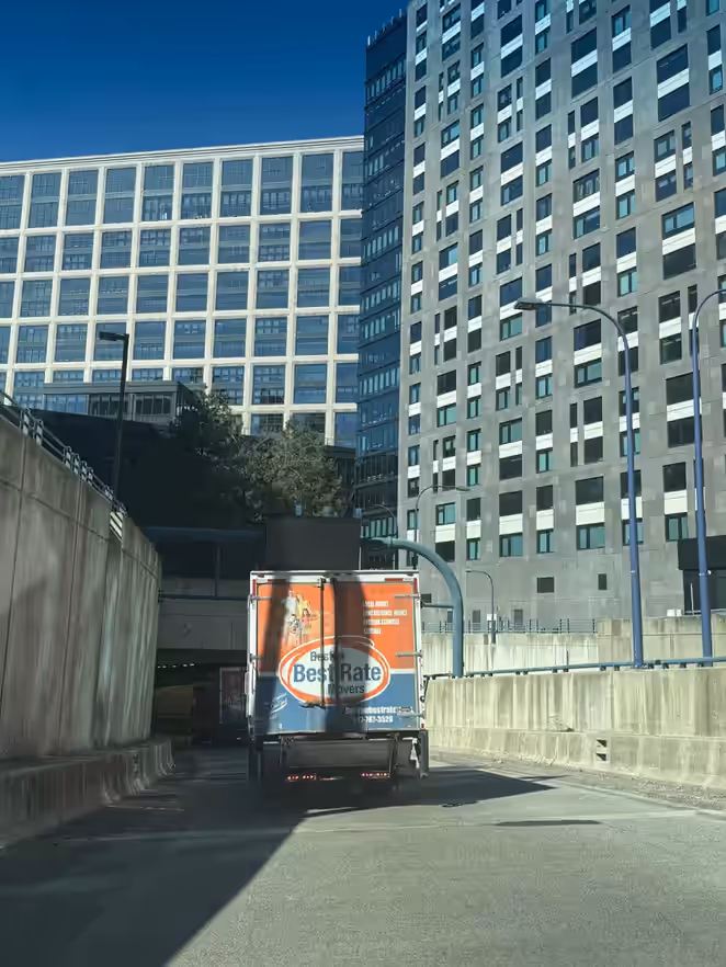 BBRM truck in downtown Boston for a commercial move