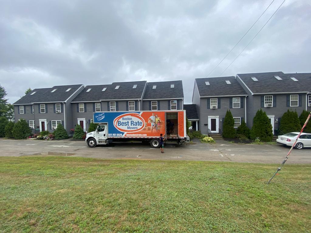 BBRM truck parked at residential townhouses during a move